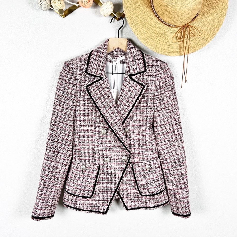 NWT Veronica Beard Theron Tweed Double Breasted Blazer Jacket Size 2